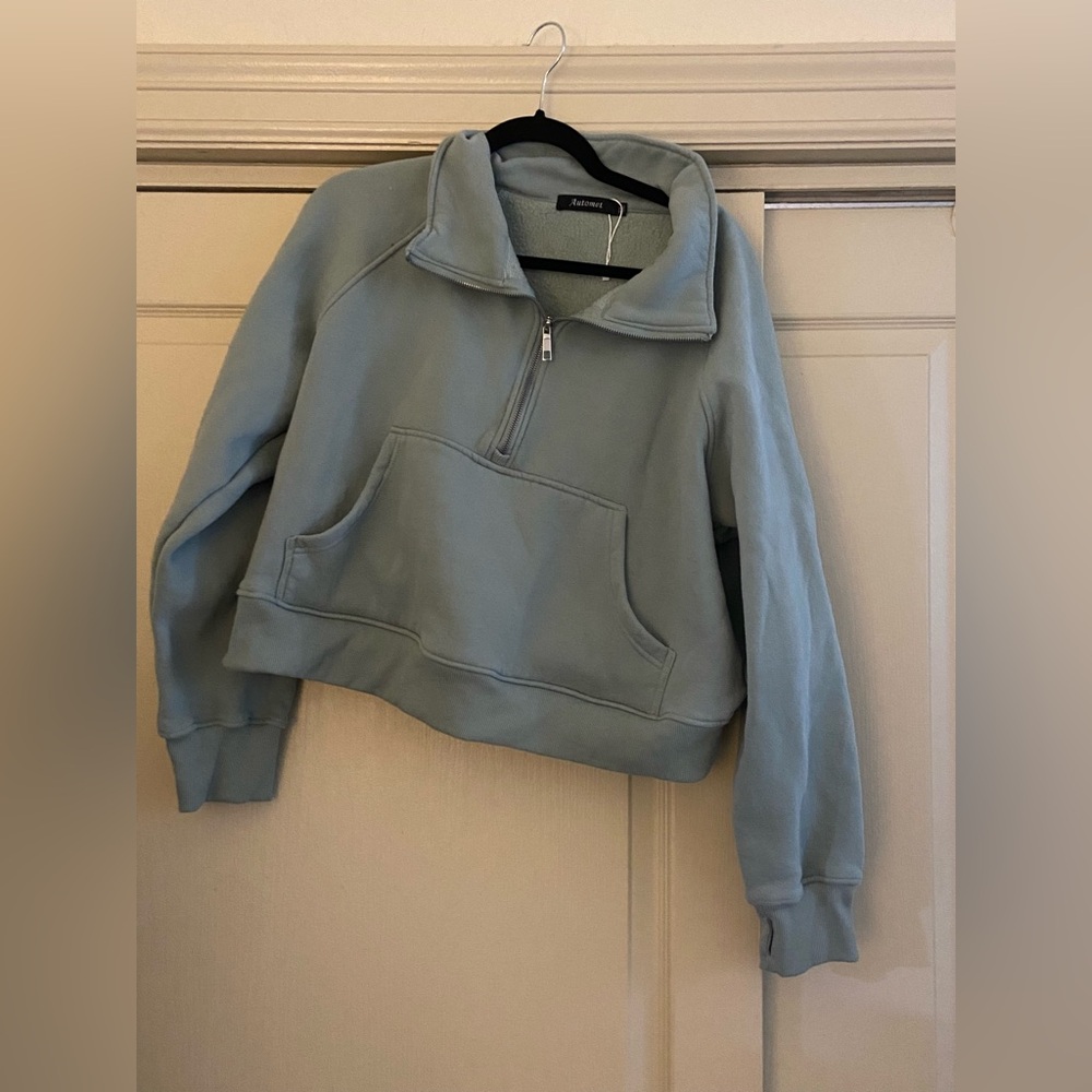 Mint Cropped Sweatshirt.